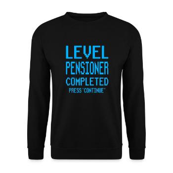 Rente Geschenk Rentner - Unisex Pullover - Schwarz - Vorne - Alina (178cm) & Michal (187cm)