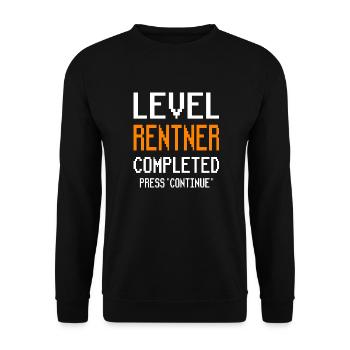 Rentner Rente Geschenk Gamer lustige Sprüche - Unisex Pullover - Schwarz - Vorne - Alina (178cm) & Michal (187cm)