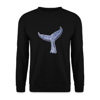 "Walflosse", Boho Line Art Design, Serie "Ocean" - Unisex Pullover - Schwarz - Vorne - Alina (178cm) & Michal (187cm)