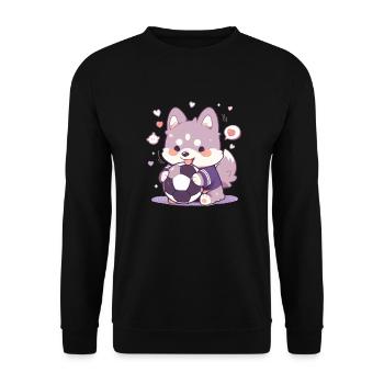Cute Soccer Dog - Funny Dog Soccer Design - Unisex Sweatshirt - black - Front - Alina (178cm) & Michal (187cm)