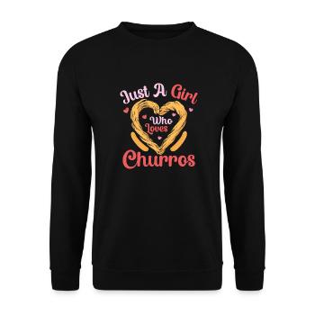Just A Girl Who Loves Churros Food Dessert Latin P - Unisex Pullover - Schwarz - Vorne - Alina (178cm) & Michal (187cm)