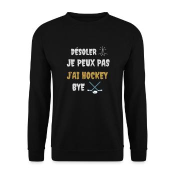 Je peux pas j'ai hockey - Sweat-shirt Unisexe - noir - Devant - Alina (178cm) & Michal (187cm)