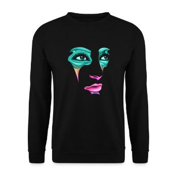 Schöne weibliche Malkunst Gesicht bunte Frau - Unisex Pullover - Schwarz - Vorne - Alina (178cm) & Michal (187cm)