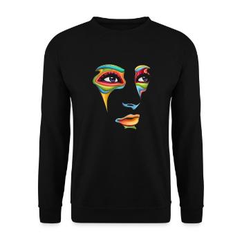Schöne weibliche Malkunst Gesicht bunte Frau - Unisex Pullover - Schwarz - Vorne - Alina (178cm) & Michal (187cm)