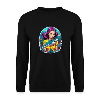 Shark and Woman - Unisex Sweatshirt - black - Front - Alina (178cm) & Michal (187cm)