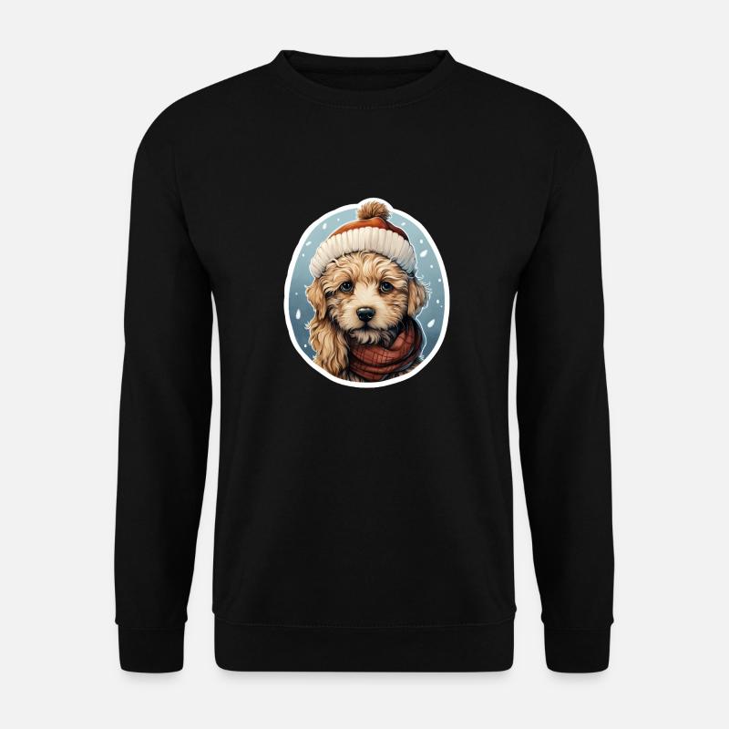 Dog with scarf and hat - Unisex Sweatshirt - black