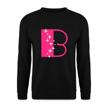 Buchstabe B Glitzer - Unisex Pullover - Schwarz - Vorne - Alina (178cm) & Michal (187cm)