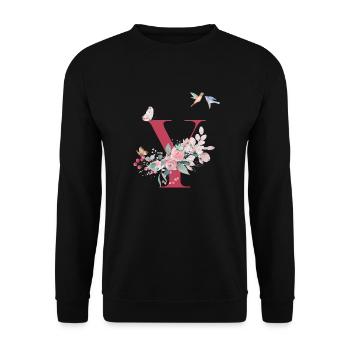 Letter y floral - gift idea - Unisex Sweatshirt - black - Front - Alina (178cm) & Michal (187cm)