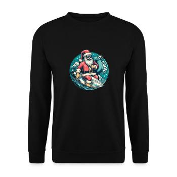 Surfing Santa Claus - Unisex Sweatshirt - black - Front - Alina (178cm) & Michal (187cm)
