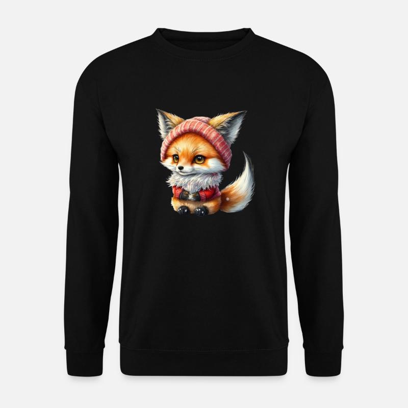 Cute Christmas fox - Unisex Sweatshirt - black