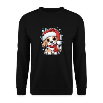Dog with Christmas Hat - Unisex Sweatshirt - black - Front - Alina (178cm) & Michal (187cm)