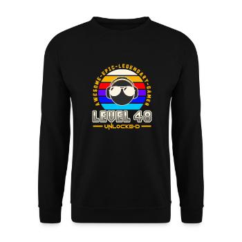 Level 48 - Unisex Sweatshirt - black - Front - Alina (178cm) & Michal (187cm)