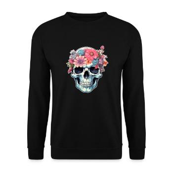 Crâne humain et fleurs 16 - Sweat-shirt Unisexe - noir - Devant - Alina (178cm) & Michal (187cm)