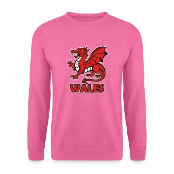 Walisischer roter Drache "WALES" - Unisex Pullover - Pink - Vorne
