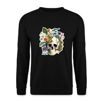 Crâne humain et fleurs 26 - Sweat-shirt Unisexe - noir - Devant - Alina (178cm) & Michal (187cm)