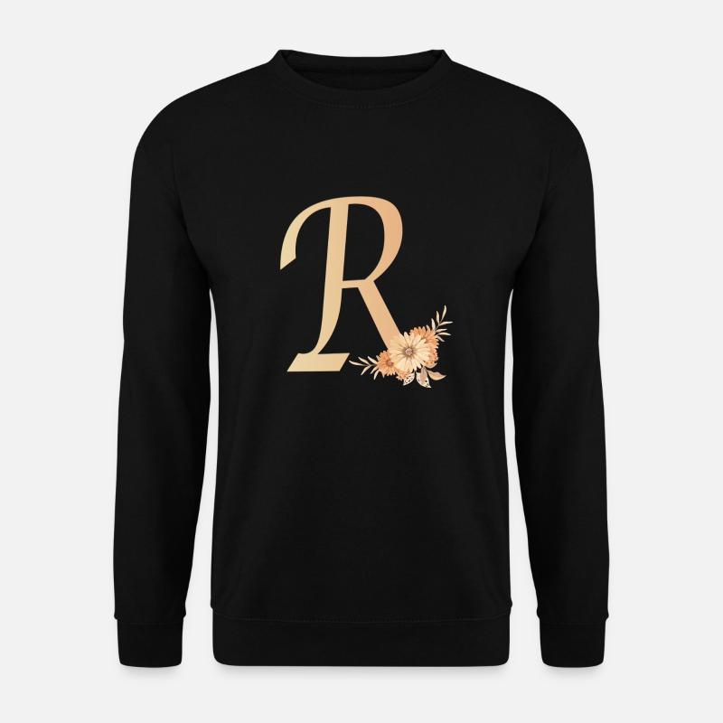 Buchstabe R mit Blumen - Unisex Pullover - Schwarz