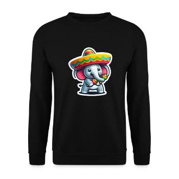Cinco de Mayo Elefant mit Sombrero Cartoon - Unisex Pullover - Schwarz - Vorne - Alina (178cm) & Michal (187cm)