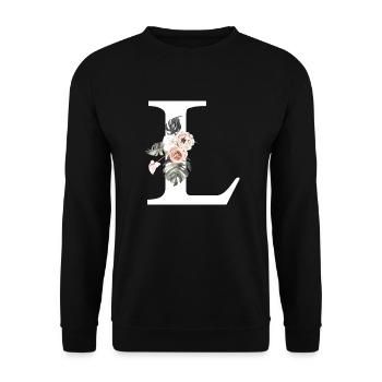 Tropical Floral Letter L - Unisex Sweatshirt - black - Front - Alina (178cm) & Michal (187cm)
