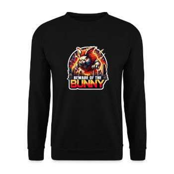 Beware of the Bunny Hasendesaster Desaster - Unisex Pullover - Schwarz - Vorne - Alina (178cm) & Michal (187cm)