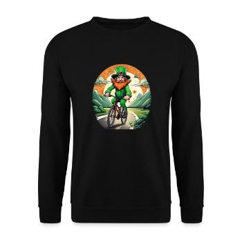 St. Patrick's Day Kleeblatt Radfahren - Unisex Pullover - Schwarz - Vorne - Alina (178cm) & Michal (187cm)