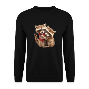Two Raccoon Cubs Hugging - Unisex Sweatshirt - black - Front - Alina (178cm) & Michal (187cm)