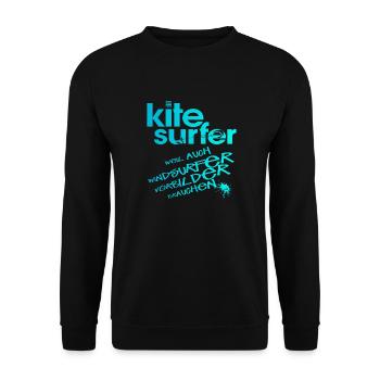 Kitesurfer vs Windsurfer - Unisex Pullover - Schwarz - Vorne - Alina (178cm) & Michal (187cm)