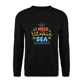 ICH BRAUCHE VITAMIN "MEER" - Unisex Pullover - Schwarz - Vorne - Alina (178cm) & Michal (187cm)