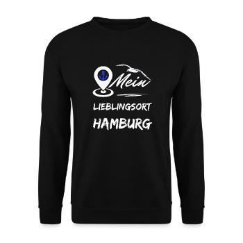 Hamburg mein Lieblingsort-Hansestadt Hamburg-Möwe - Unisex Pullover - Schwarz - Vorne - Alina (178cm) & Michal (187cm)