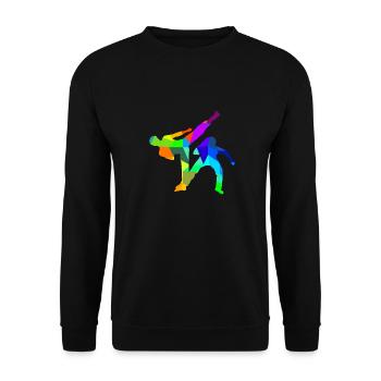 Capoeira Regenbogen Farben Polygon Sport - Unisex Pullover - Schwarz - Vorne - Alina (178cm) & Michal (187cm)