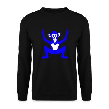 Lustiger Party Affe Hält Finger Hände Hoch Spaß DJ - Unisex Pullover - Schwarz - Vorne - Alina (178cm) & Michal (187cm)