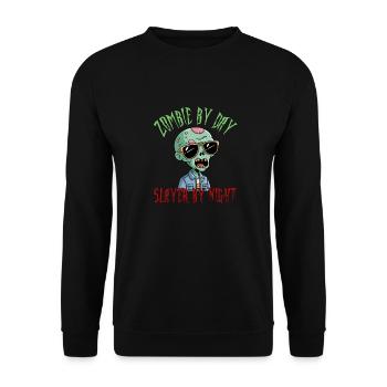 Zombie by day Slayer by night - funny halloween - Unisex Sweatshirt - black - Front - Alina (178cm) & Michal (187cm)