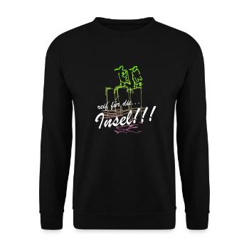 reif für Insel Malle Mallorca Majorca Urlaub Hawai - Unisex Pullover - Schwarz - Vorne - Alina (178cm) & Michal (187cm)