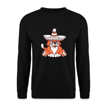 Sombrero Hat Cat Mexican Culture Kitten - Unisex Sweatshirt - black - Front - Alina (178cm) & Michal (187cm)