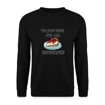 I'm just here for the cheesecake - funny design - Unisex Sweatshirt - black - Front - Alina (178cm) & Michal (187cm)
