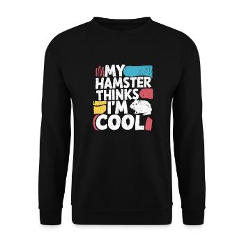 Lustiger Spruch für Hamsterfreunde - Unisex Pullover - Schwarz - Vorne - Alina (178cm) & Michal (187cm)