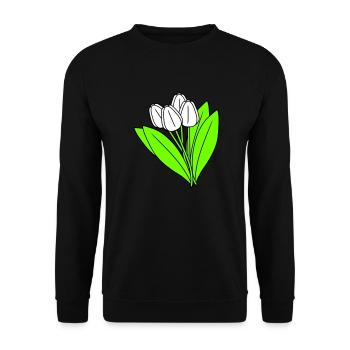 White Tulips Bouquet Spring Summer Flowers - Unisex Sweatshirt - black - Front - Alina (178cm) & Michal (187cm)