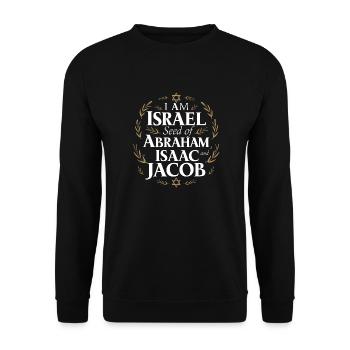 Hebräisches Erbe: Israel, Nachkommen Abrahams - Unisex Pullover - Schwarz - Vorne - Alina (178cm) & Michal (187cm)