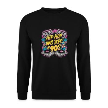 Back to the 90s – Hip-Hop Oldschool - Unisex Sweatshirt - black - Front - Alina (178cm) & Michal (187cm)