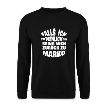 Jungesellenabschied Marko - Unisex Pullover - Schwarz - Vorne - Alina (178cm) & Michal (187cm)