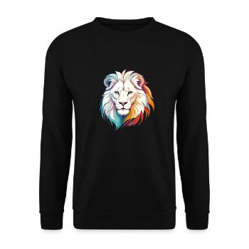 Löwe Vektor Kunst mit lebendigen Farben Illustration - Unisex Pullover - Schwarz - Vorne - Alina (178cm) & Michal (187cm)