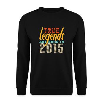 Les vrais légendes sont nés en 2015. Année 2025. - Sweat-shirt Unisexe - noir - Devant - Alina (178cm) & Michal (187cm)