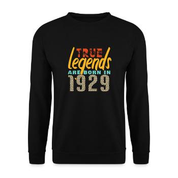 The True Legends were born in 1929. Year 2025. - Unisex Sweatshirt - black - Front - Alina (178cm) & Michal (187cm)