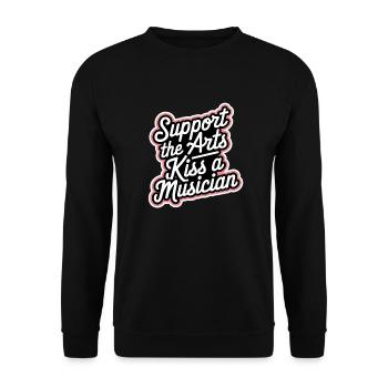 Support The Arts Kiss A Musician 4 - Unisex Pullover - Schwarz - Vorne - Alina (178cm) & Michal (187cm)