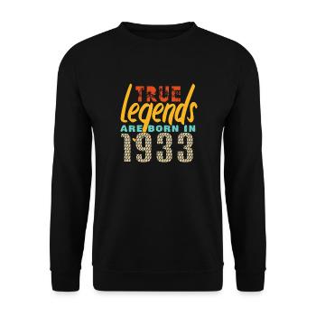 Les vrais légendes sont nés en 1933. Année 2025. - Sweat-shirt Unisexe - noir - Devant - Alina (178cm) & Michal (187cm)