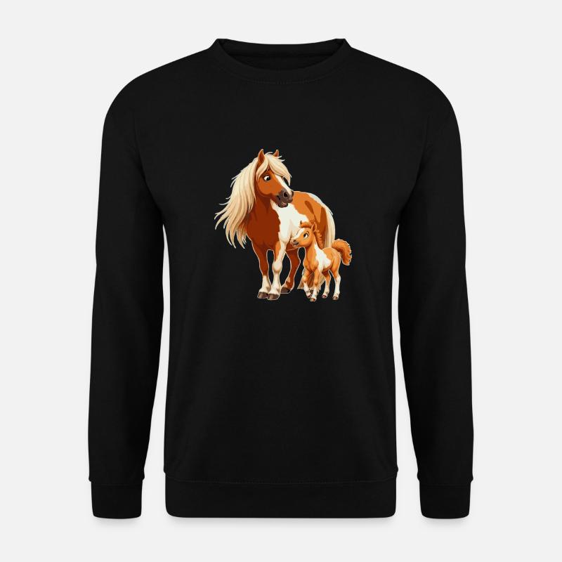 Shetland pony with foal - Unisex Sweatshirt - black