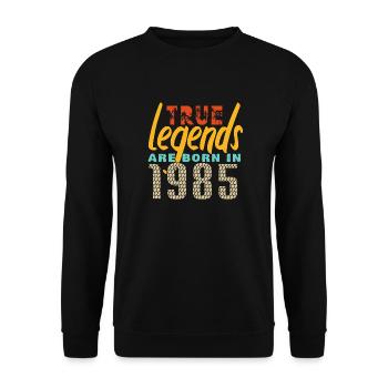 Les vrais légendes sont nés en 1985. Année 2025. - Sweat-shirt Unisexe - noir - Devant - Alina (178cm) & Michal (187cm)