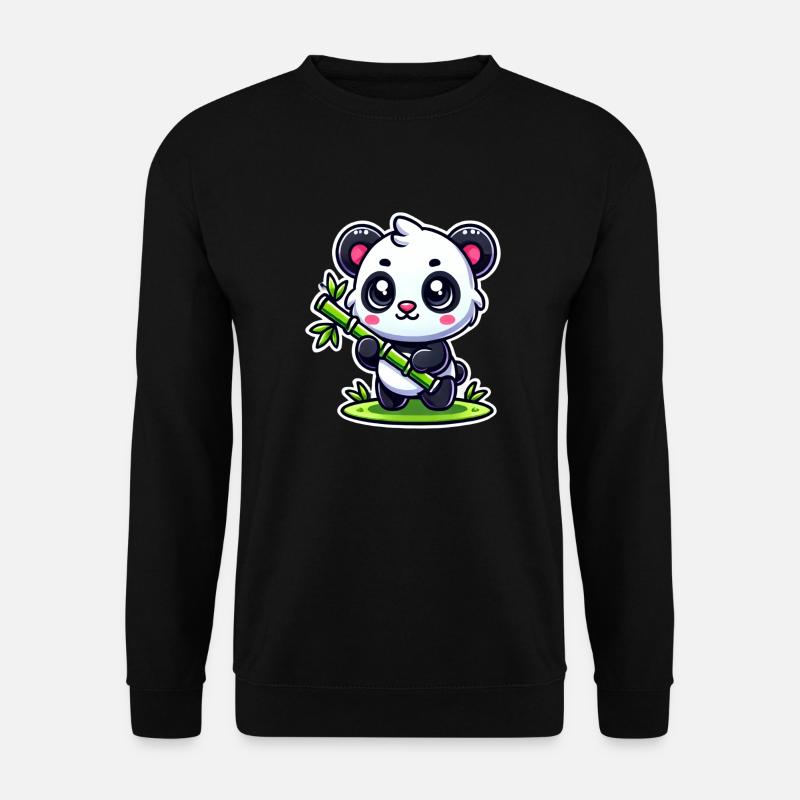 Cute Panda with Bamboo - Unisex Sweatshirt - black