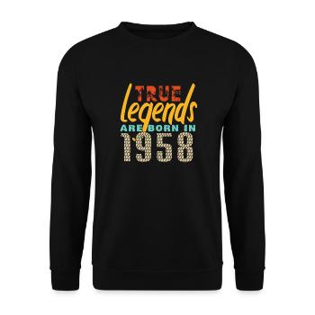 Les vrais légendes sont nés en 1958. Année 2025. - Sweat-shirt Unisexe - noir - Devant - Alina (178cm) & Michal (187cm)