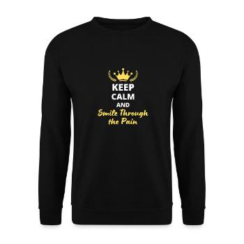"Keep Calm and Smile Through the Pain" - Unisex Sweatshirt - black - Front - Alina (178cm) & Michal (187cm)