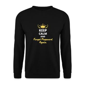 "Keep Calm and Forget Password again" - Geek & Fun - Unisex Pullover - Schwarz - Vorne - Alina (178cm) & Michal (187cm)